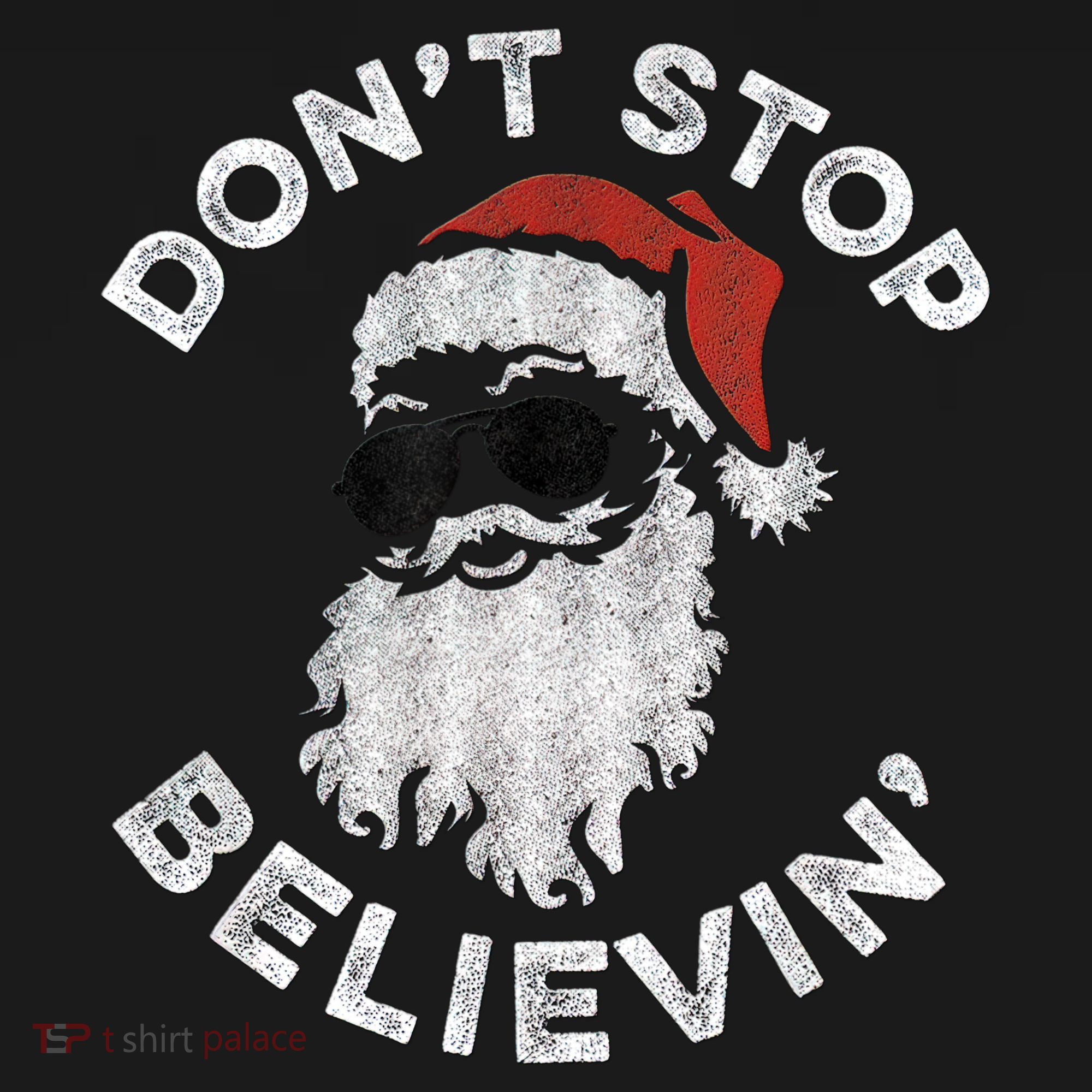 Don't Stop Believin' Cool Shades Santa Women's Hoodie