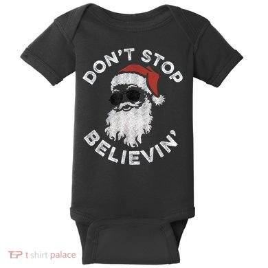 Don't Stop Believin' Cool Shades Santa Baby Bodysuit