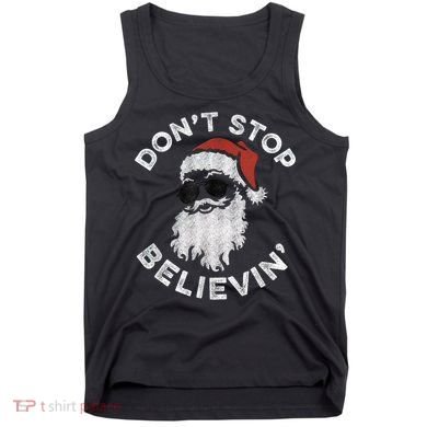 Don't Stop Believin' Cool Shades Santa Tank Top
