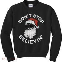 Don't Stop Believin' Cool Shades Santa Kids Sweatshirt thumb 0