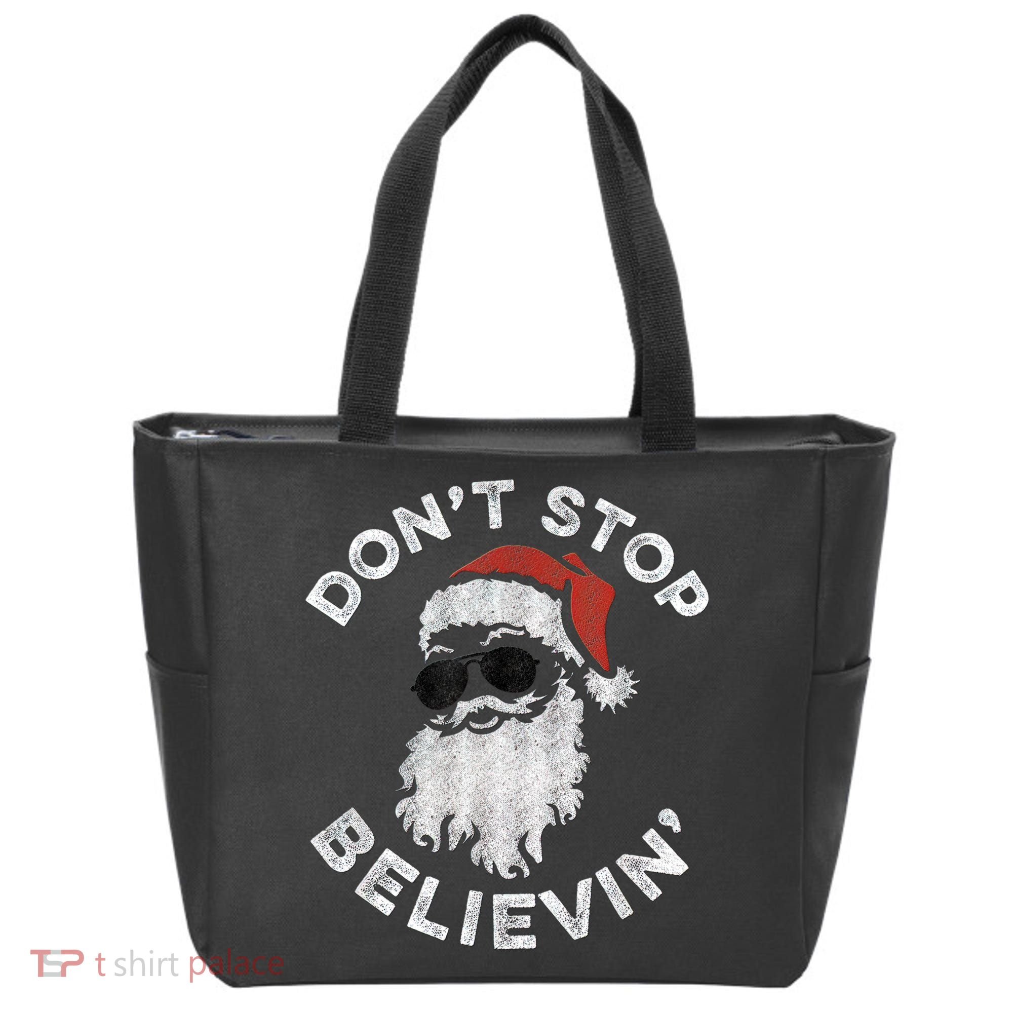 Don't Stop Believin' Cool Shades Santa Tote Bag