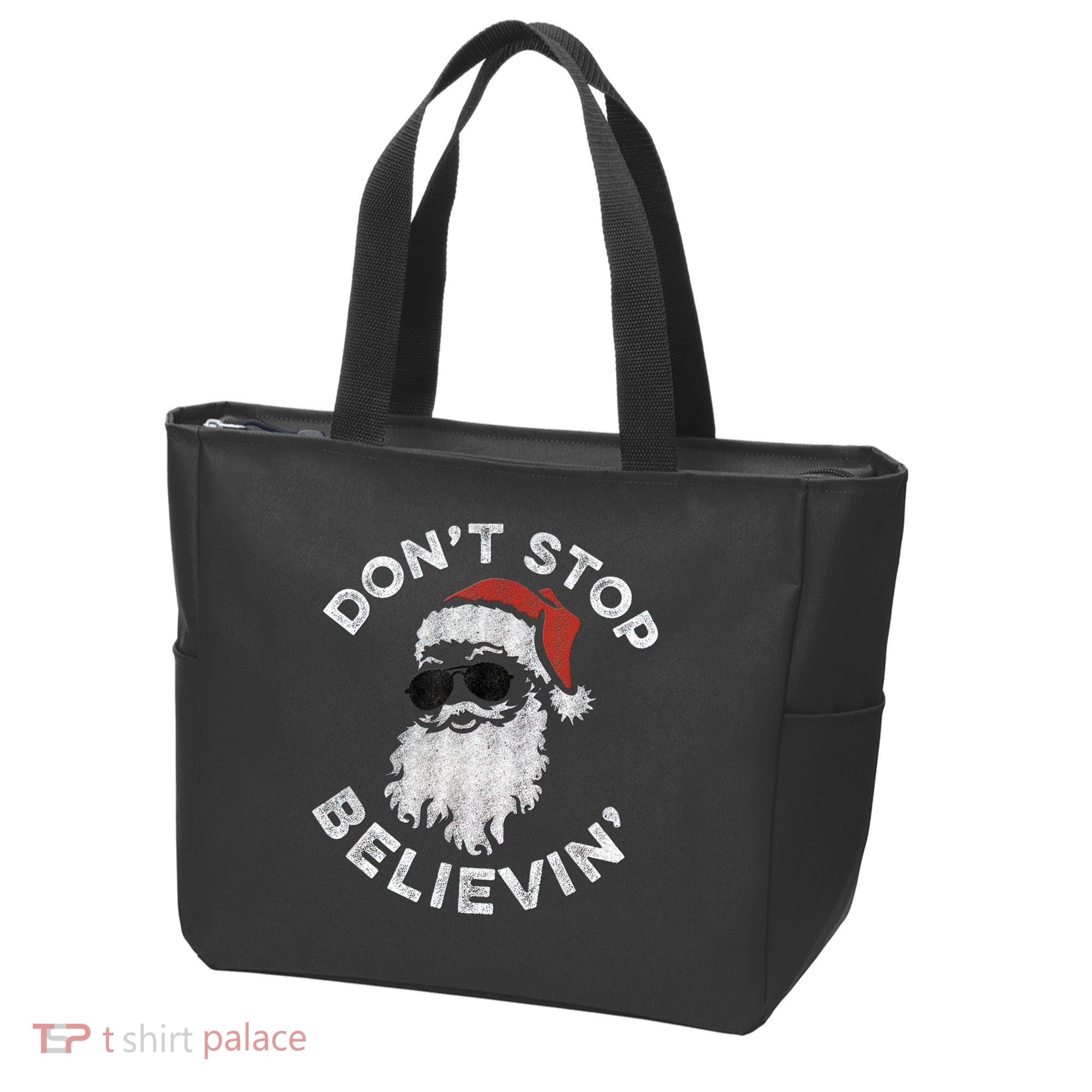 Don't Stop Believin' Cool Shades Santa Tote Bag