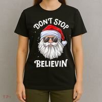 Don't Stop Believin Santa Funny Christmas Boys Gifts T-Shirt thumb 4