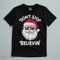 Don't Stop Believin Santa Funny Christmas Boys Gifts T-Shirt thumb 5
