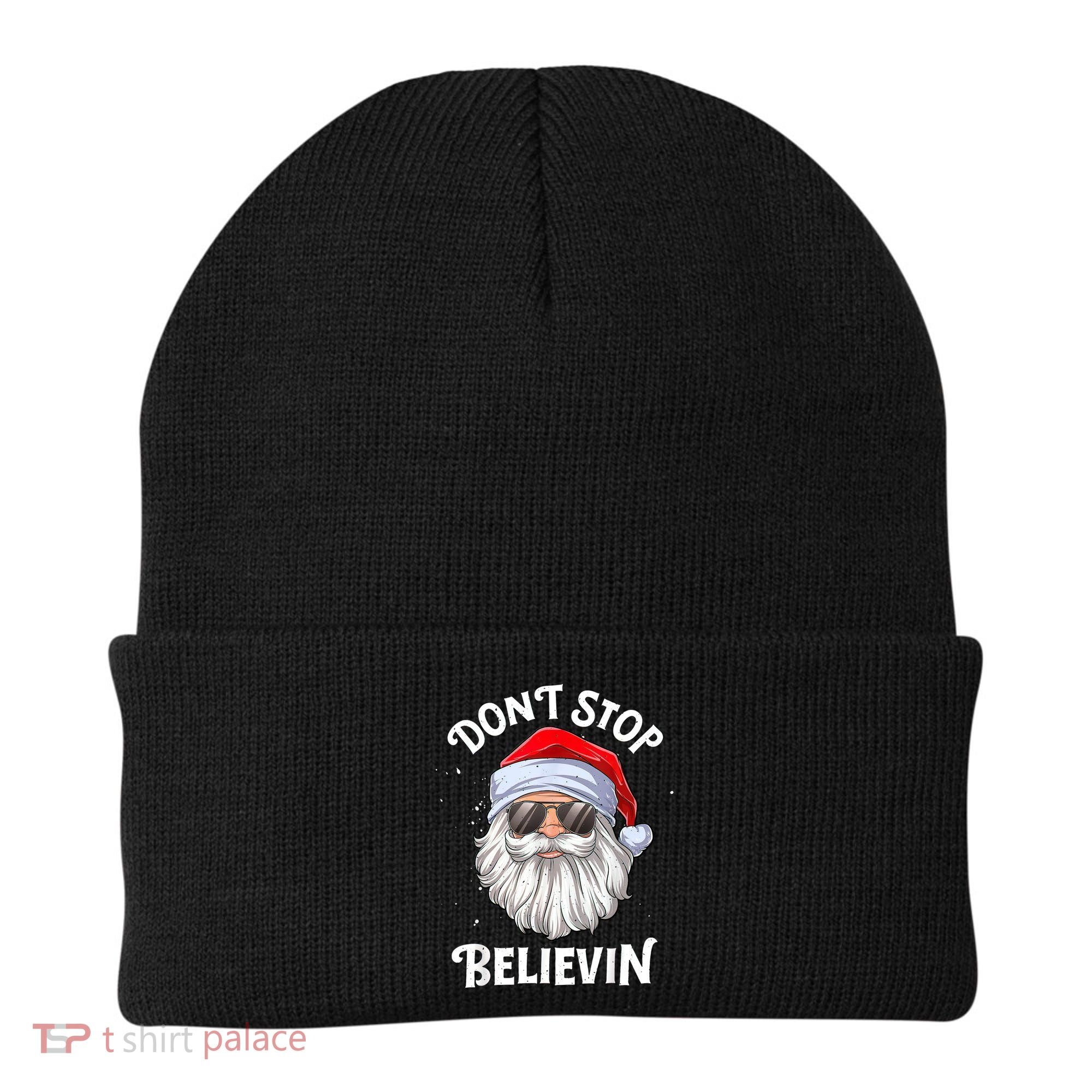 Don't Stop Believin Santa Funny Christmas Boys Gifts Beanie