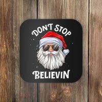Don't Stop Believin Santa Funny Christmas Boys Gifts Coaster thumb 0