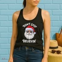 Don't Stop Believin Santa Funny Christmas Boys Gifts Women's Tank Top thumb 2
