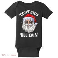Don't Stop Believin Santa Funny Christmas Boys Gifts Baby Bodysuit thumb 0