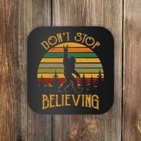 DonT Stop Believing Bigfoot Rock & Roll Retro Sasquatch Coaster thumb 0