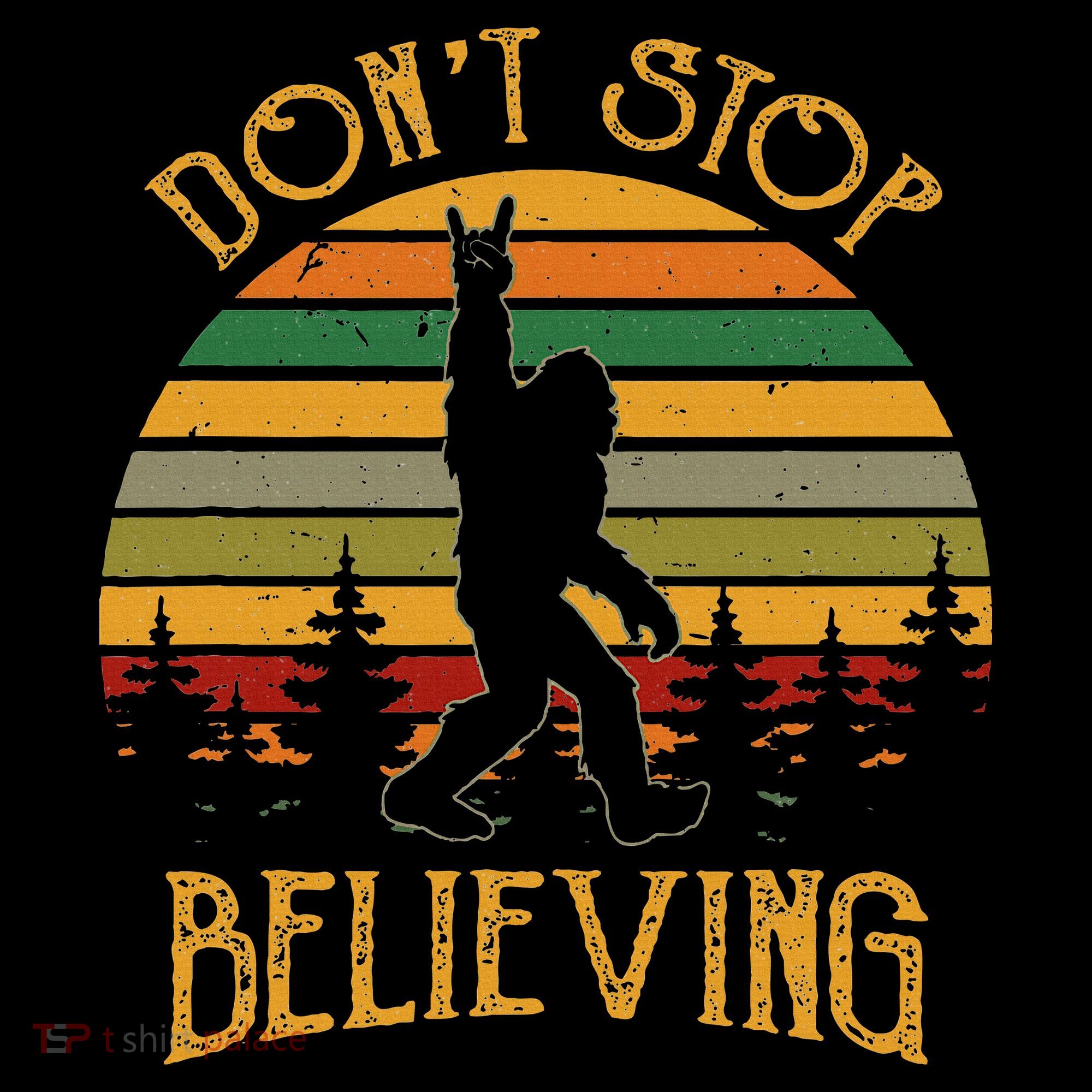 DonT Stop Believing Bigfoot Rock & Roll Retro Sasquatch Women's Tank Top
