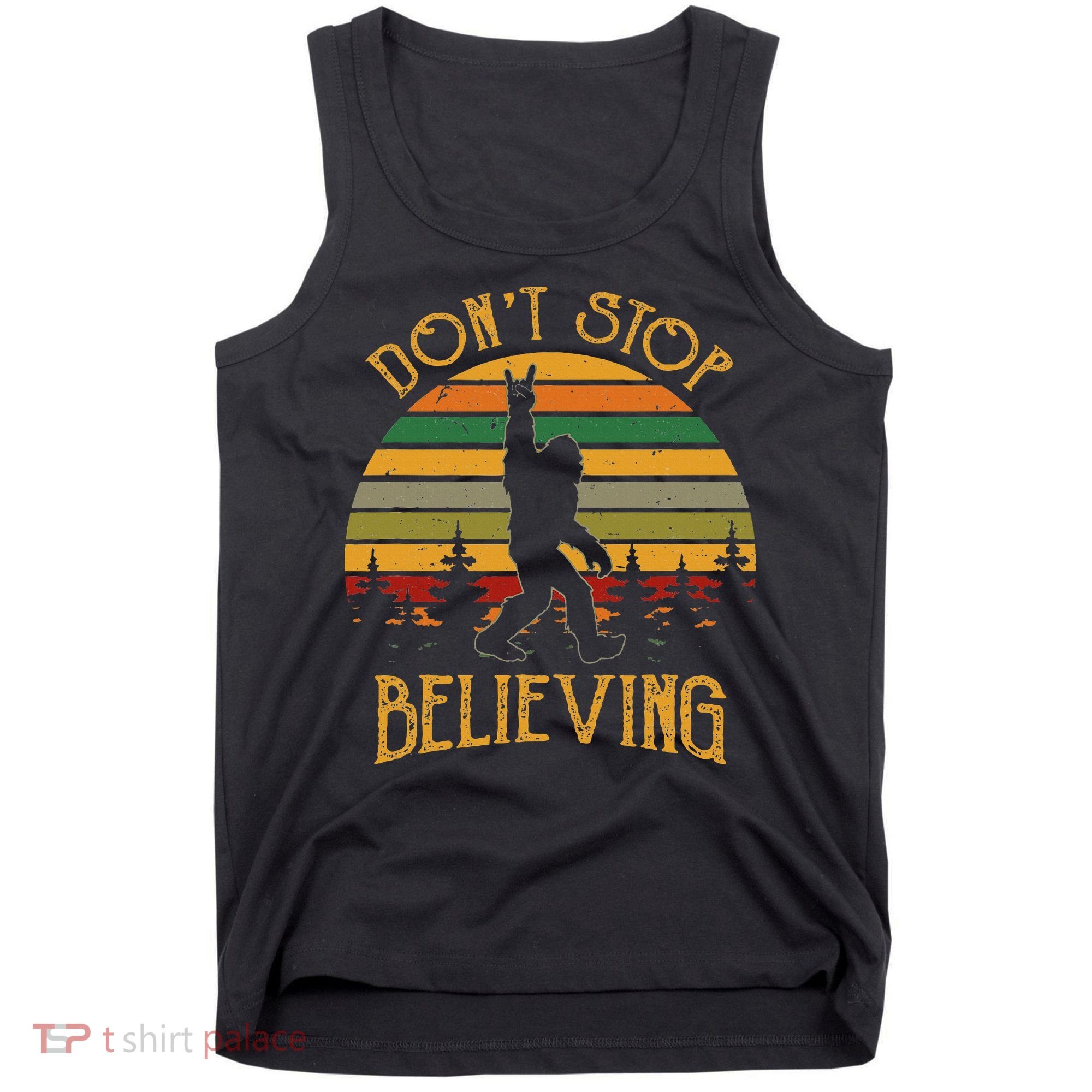 DonT Stop Believing Bigfoot Rock & Roll Retro Sasquatch Tank Top