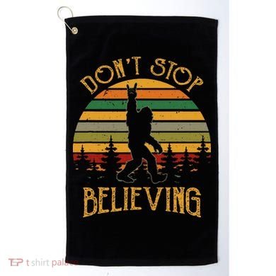 DonT Stop Believing Bigfoot Rock & Roll Retro Sasquatch Golf Towel