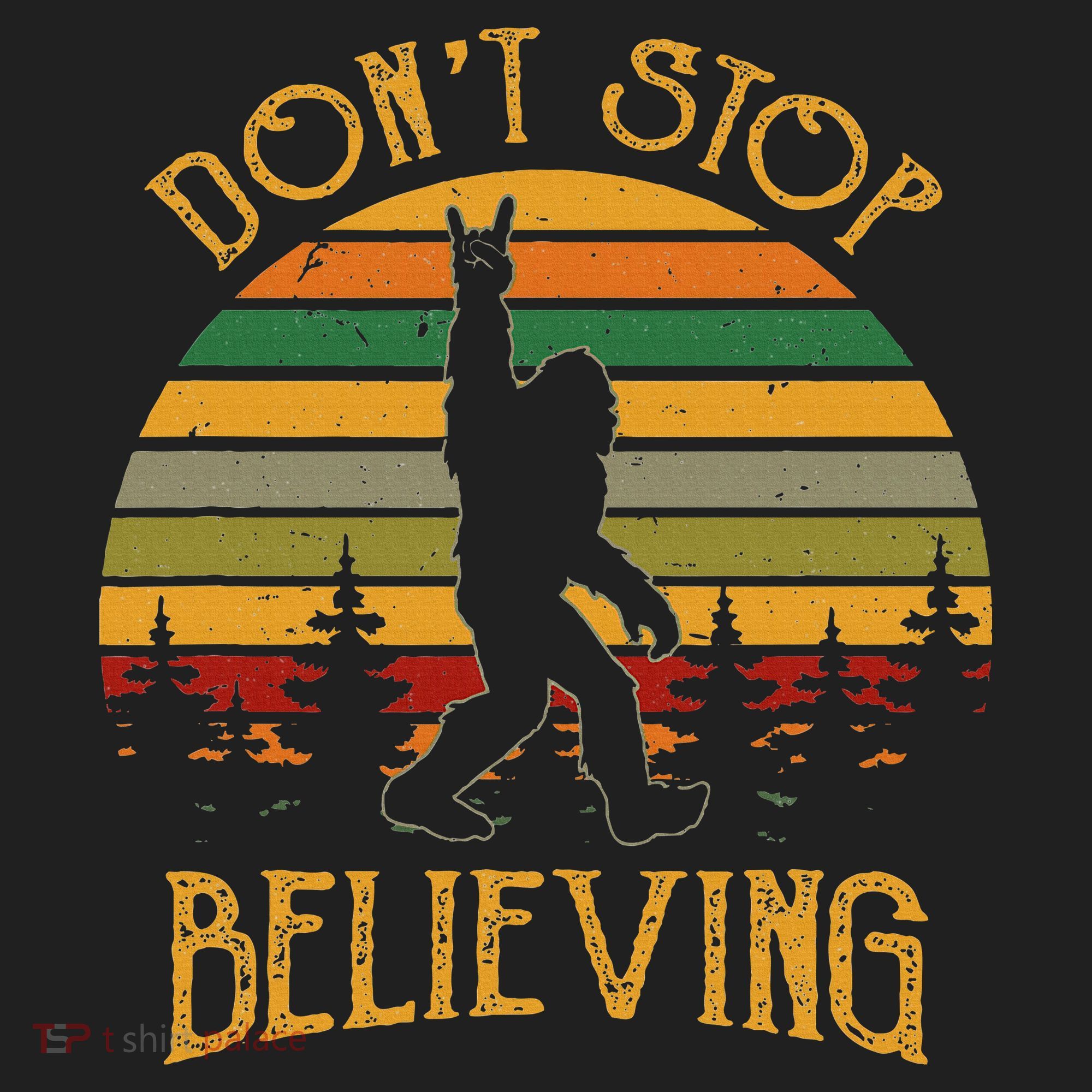 DonT Stop Believing Bigfoot Rock & Roll Retro Sasquatch Golf Towel