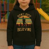 DonT Stop Believing Bigfoot Rock & Roll Retro Sasquatch Kids Hoodie thumb 3