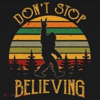 DonT Stop Believing Bigfoot Rock & Roll Retro Sasquatch Kids Long Sleeve Shirt thumb 2