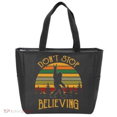 DonT Stop Believing Bigfoot Rock & Roll Retro Sasquatch Tote Bag