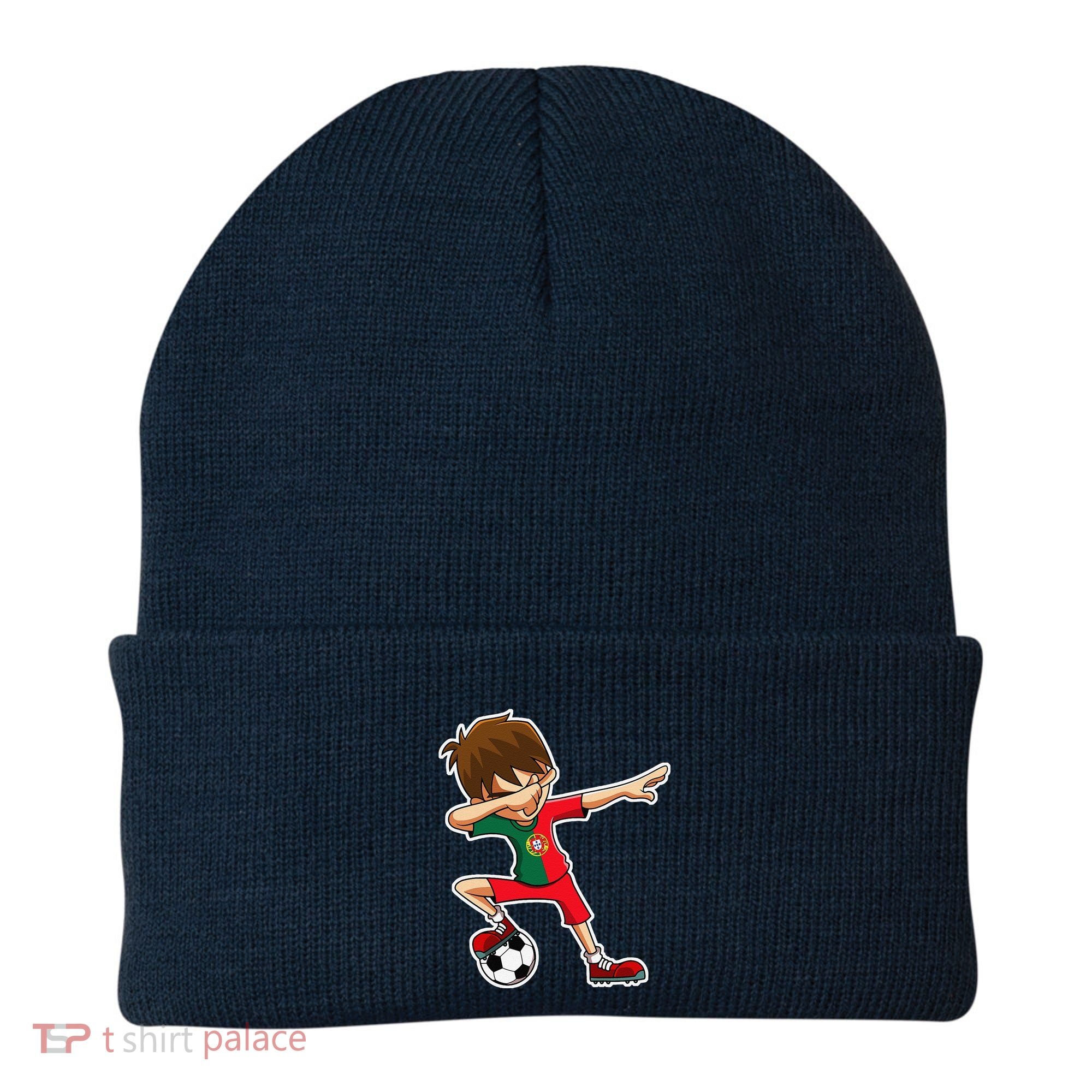 Dabbing Soccer Boy Portugal Jersey Portuguese Dab Gift Beanie