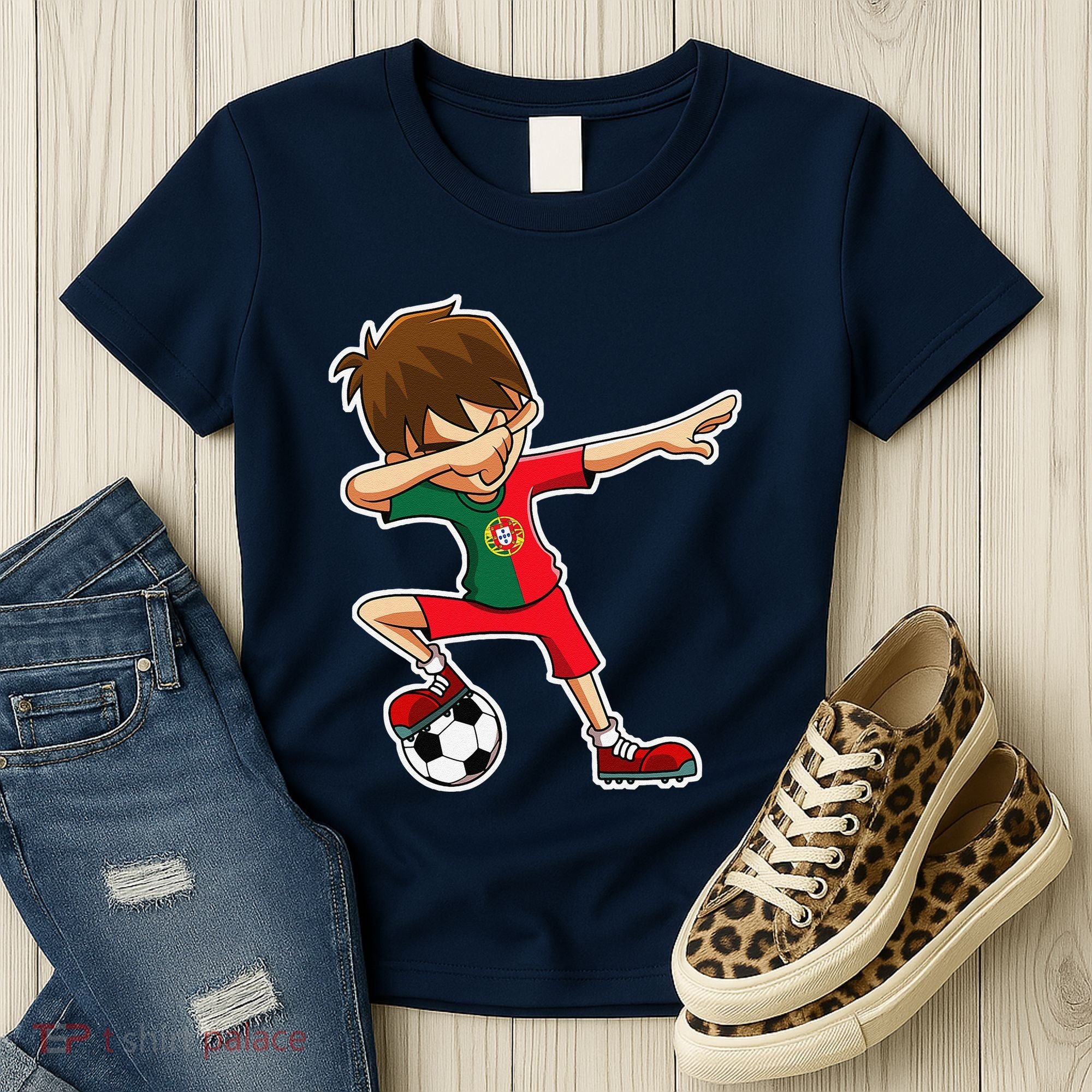 Dabbing Soccer Boy Portugal Jersey Portuguese Dab Gift Women's T-Shirt