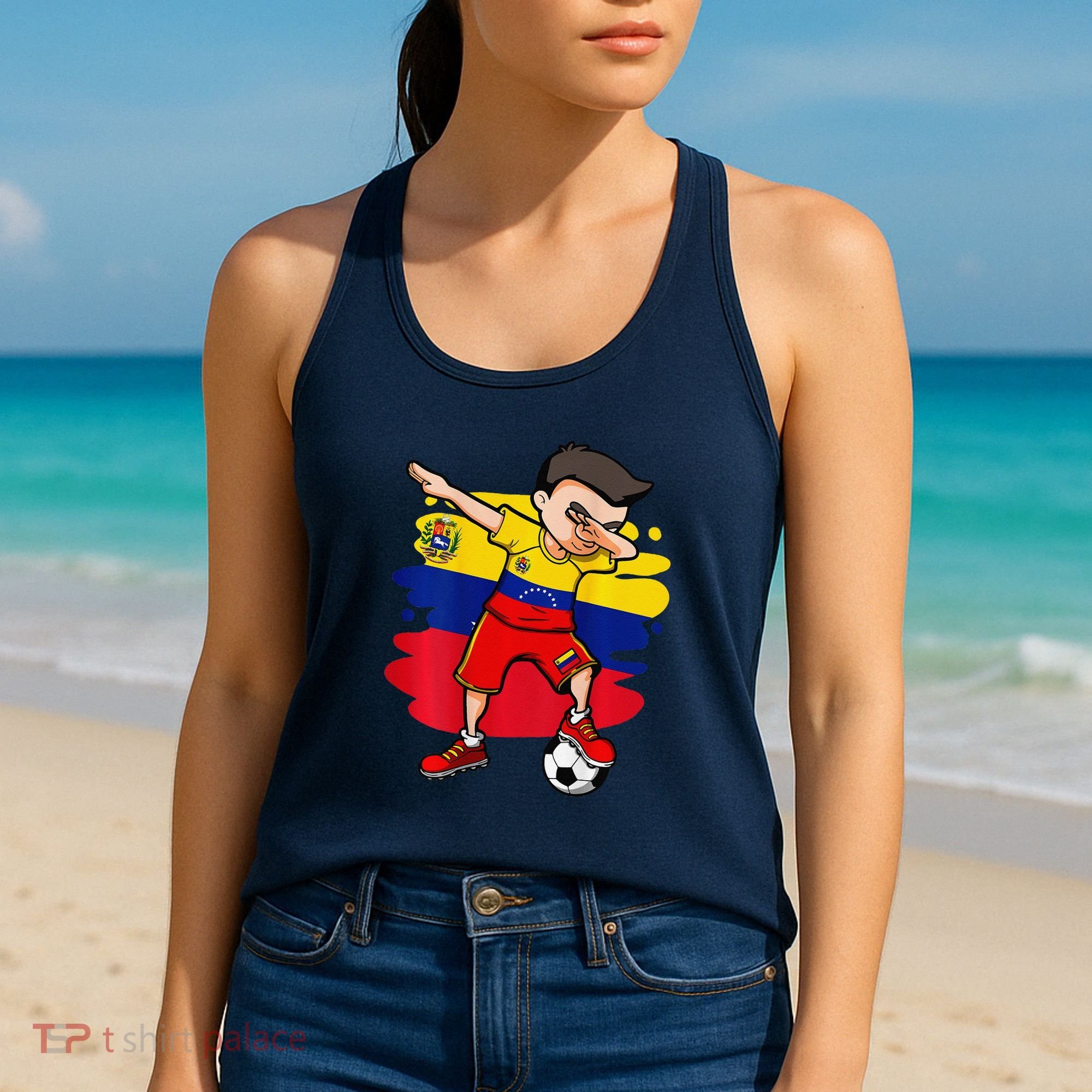 Dabbing Soccer Boy Venezuela Jersey Venezuelan Football Fans Women's Tank Top