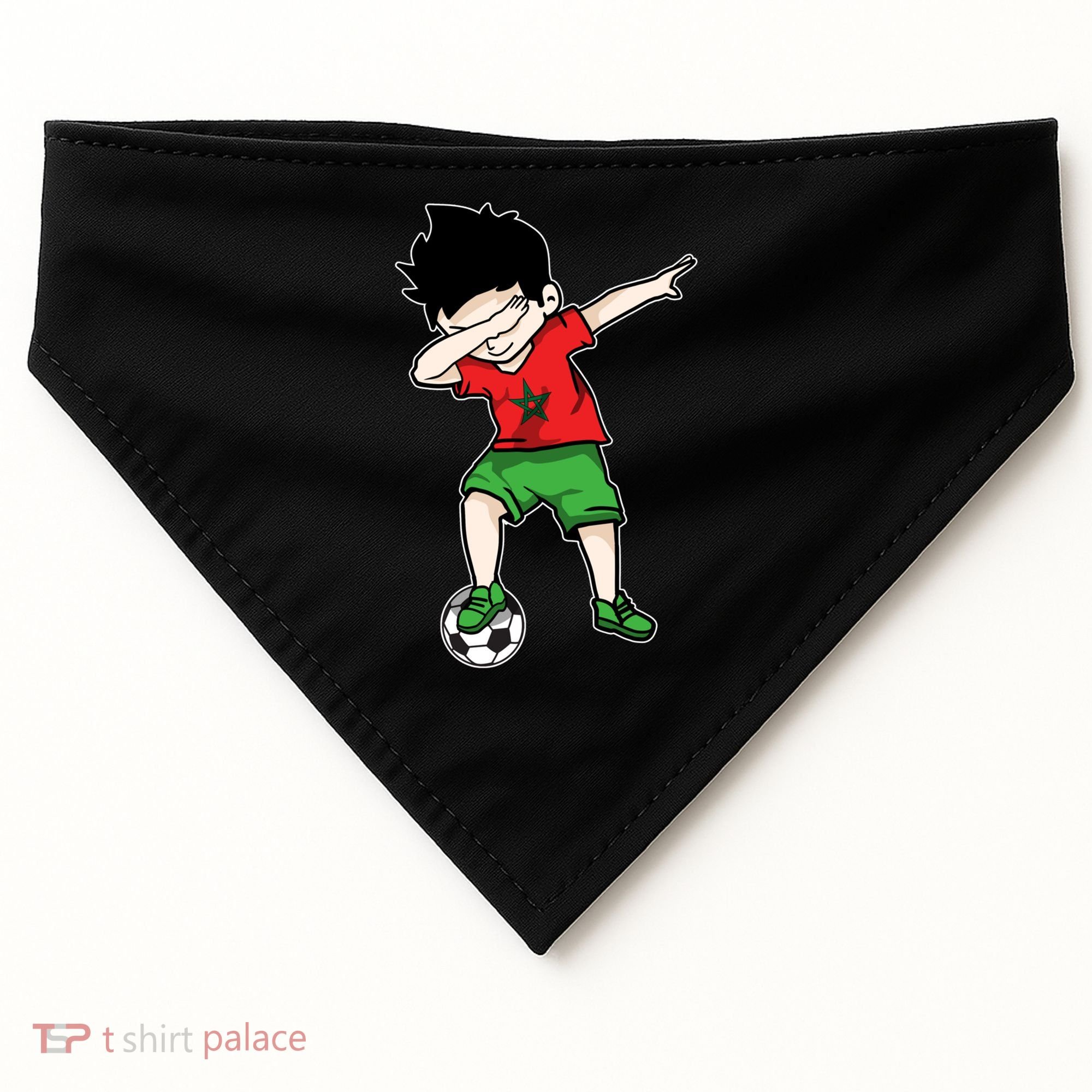 Dabbing Soccer Boy Morocco Football Funny Gift Moroccan Gift USA-Made Doggie Bandana