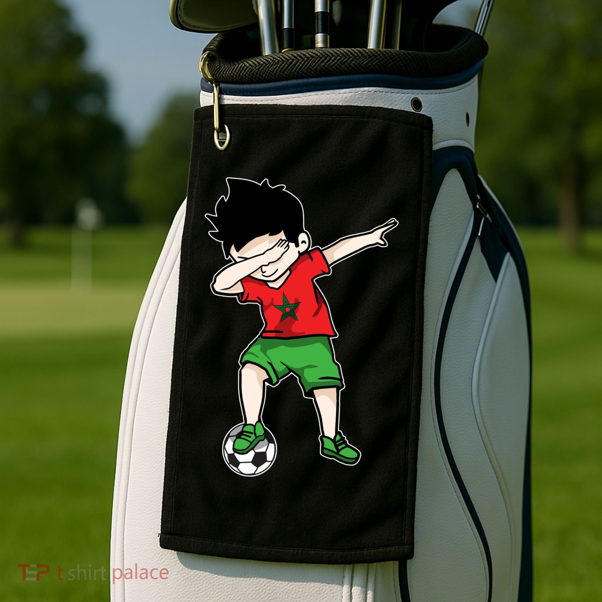 Dabbing Soccer Boy Morocco Football Funny Gift Moroccan Gift Golf Towel