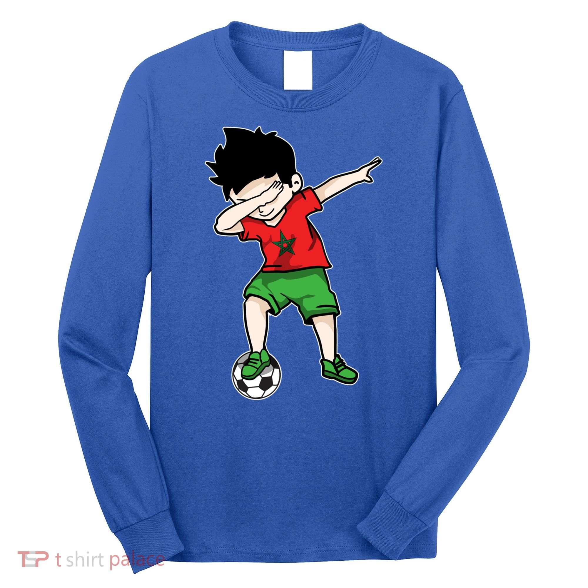 Dabbing Soccer Boy Morocco Football Funny Gift Moroccan Gift Long Sleeve Shirt