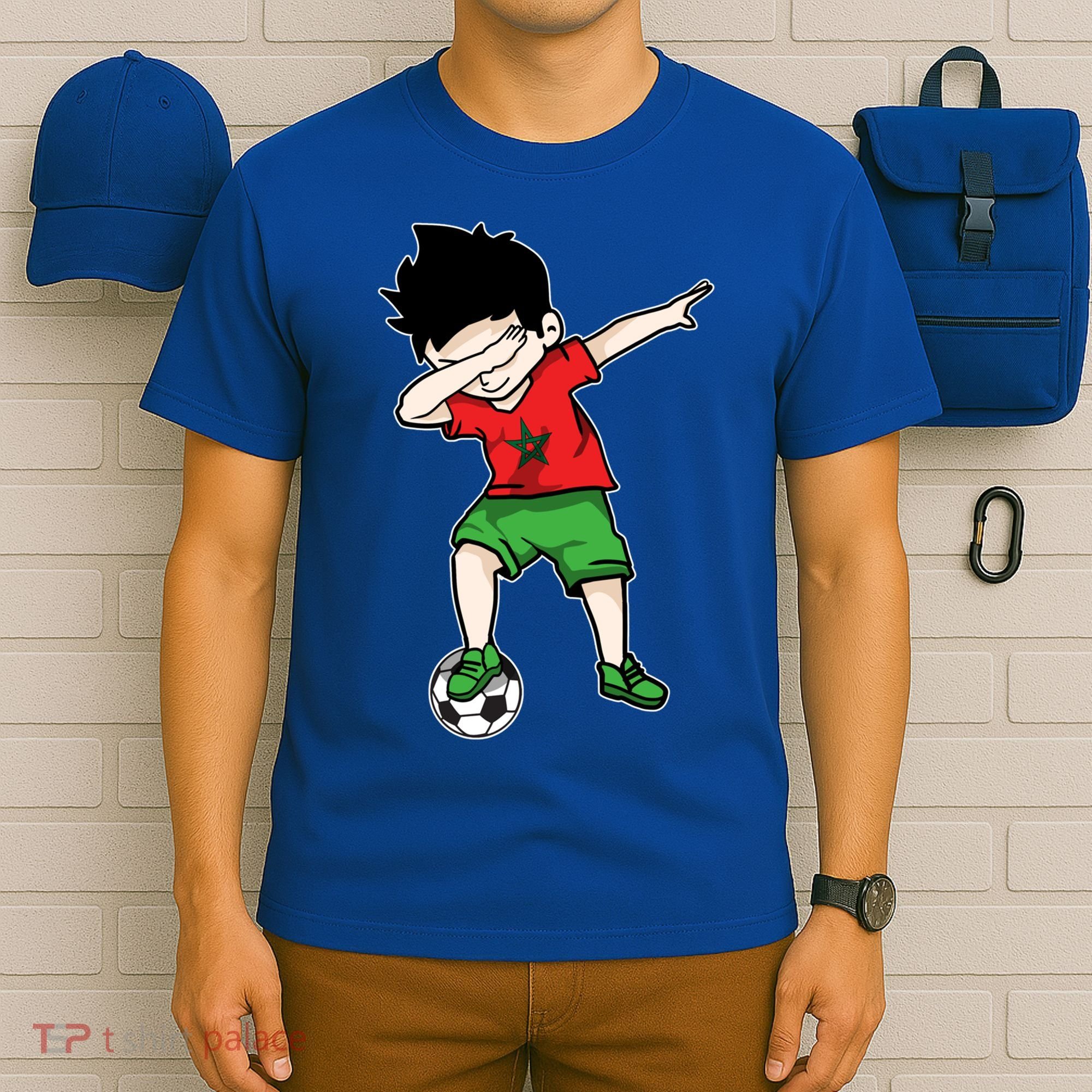 Dabbing Soccer Boy Morocco Football Funny Gift Moroccan Gift T-Shirt