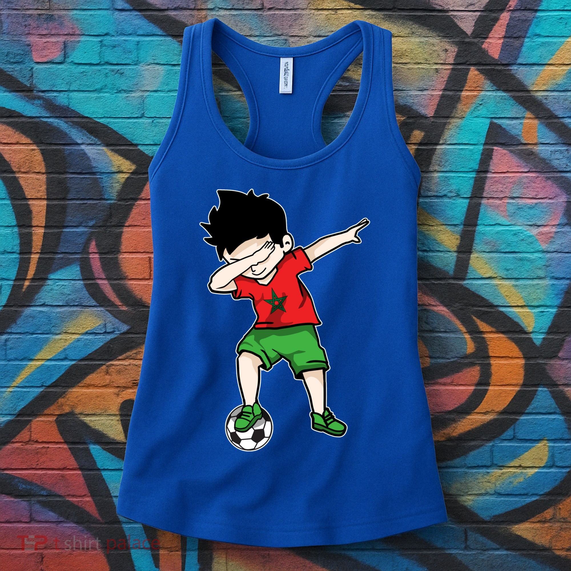 Dabbing Soccer Boy Morocco Football Funny Gift Moroccan Gift Women's Tank Top