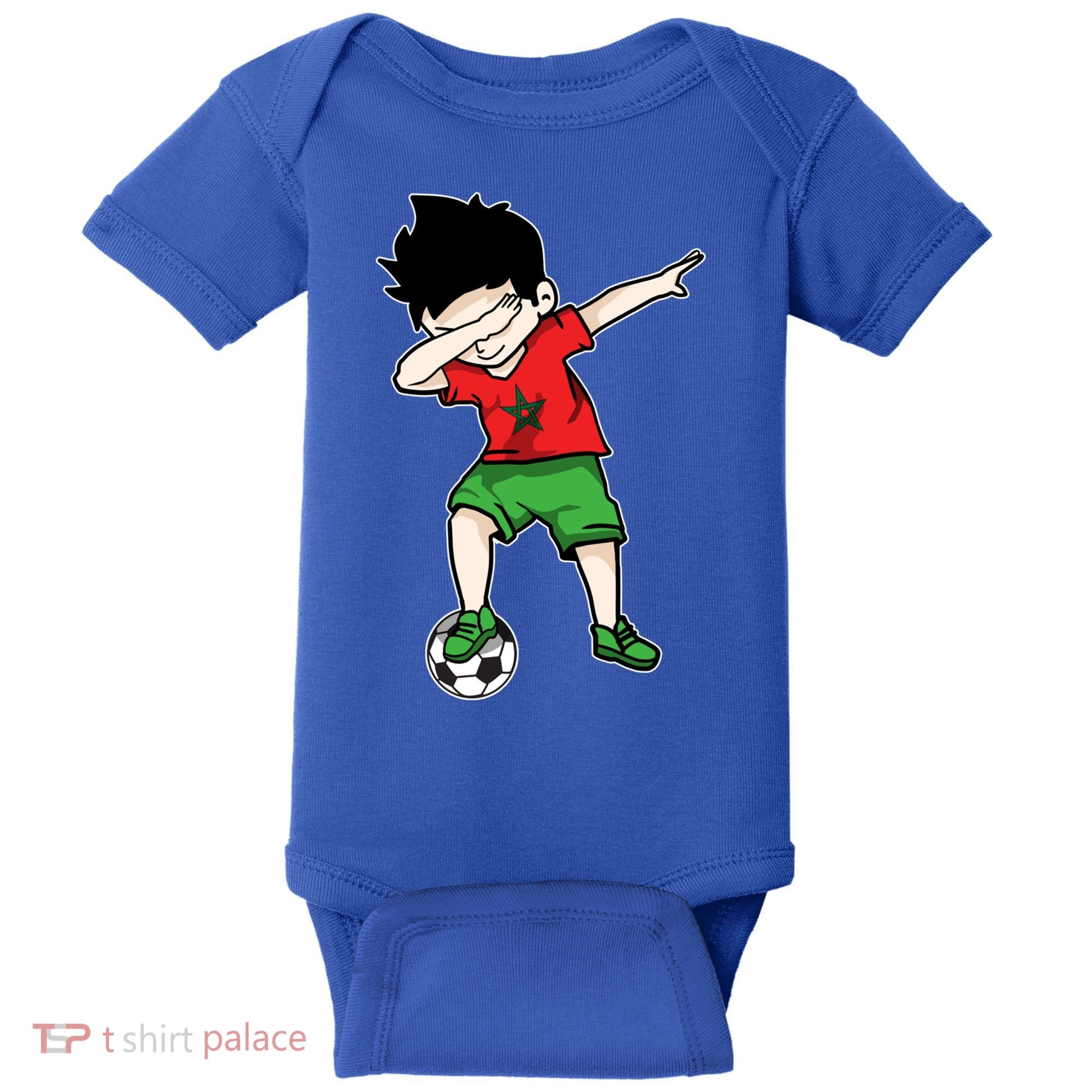 Dabbing Soccer Boy Morocco Football Funny Gift Moroccan Gift Baby Bodysuit