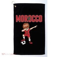 Dabbing Soccer Boy Morocco Soccer Fans Jersey Moroccan Flag Funny Gift Golf Towel thumb 0