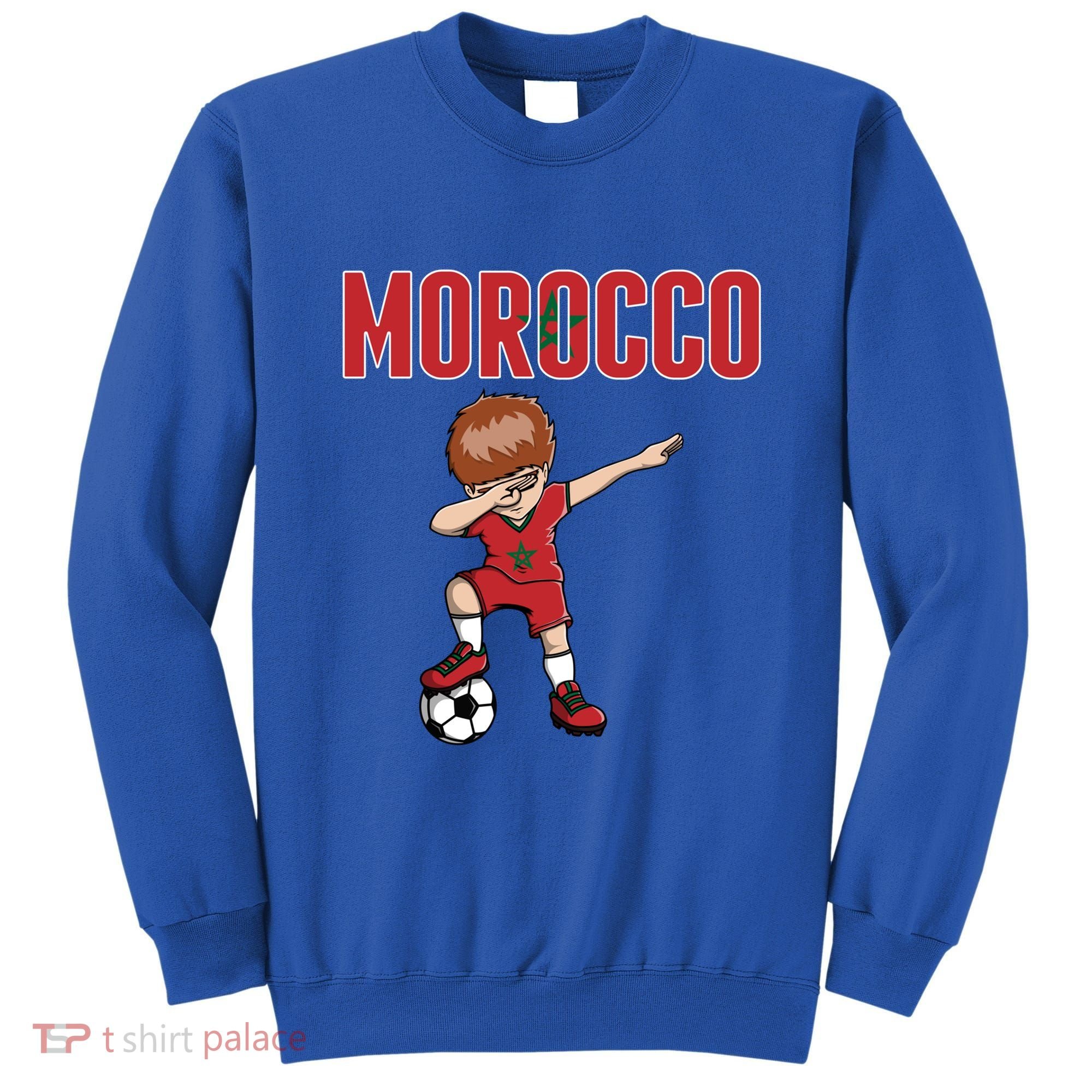Dabbing Soccer Boy Morocco Soccer Fans Jersey Moroccan Flag Funny Gift Sweatshirt