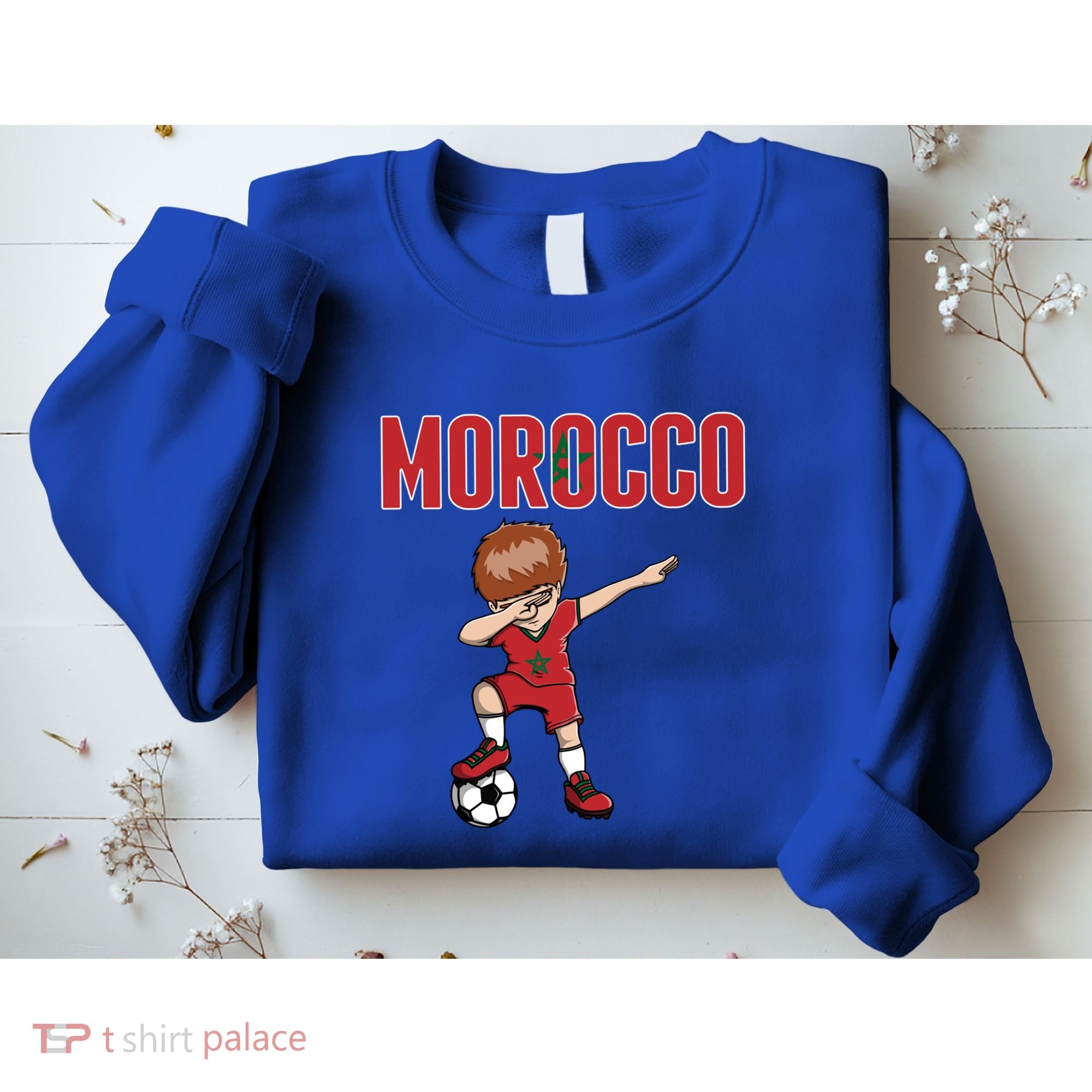 Dabbing Soccer Boy Morocco Soccer Fans Jersey Moroccan Flag Funny Gift Sweatshirt