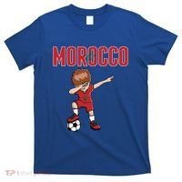 Dabbing Soccer Boy Morocco Soccer Fans Jersey Moroccan Flag Funny Gift T-Shirt thumb 0