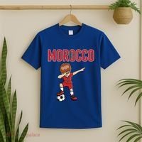 Dabbing Soccer Boy Morocco Soccer Fans Jersey Moroccan Flag Funny Gift T-Shirt thumb 2