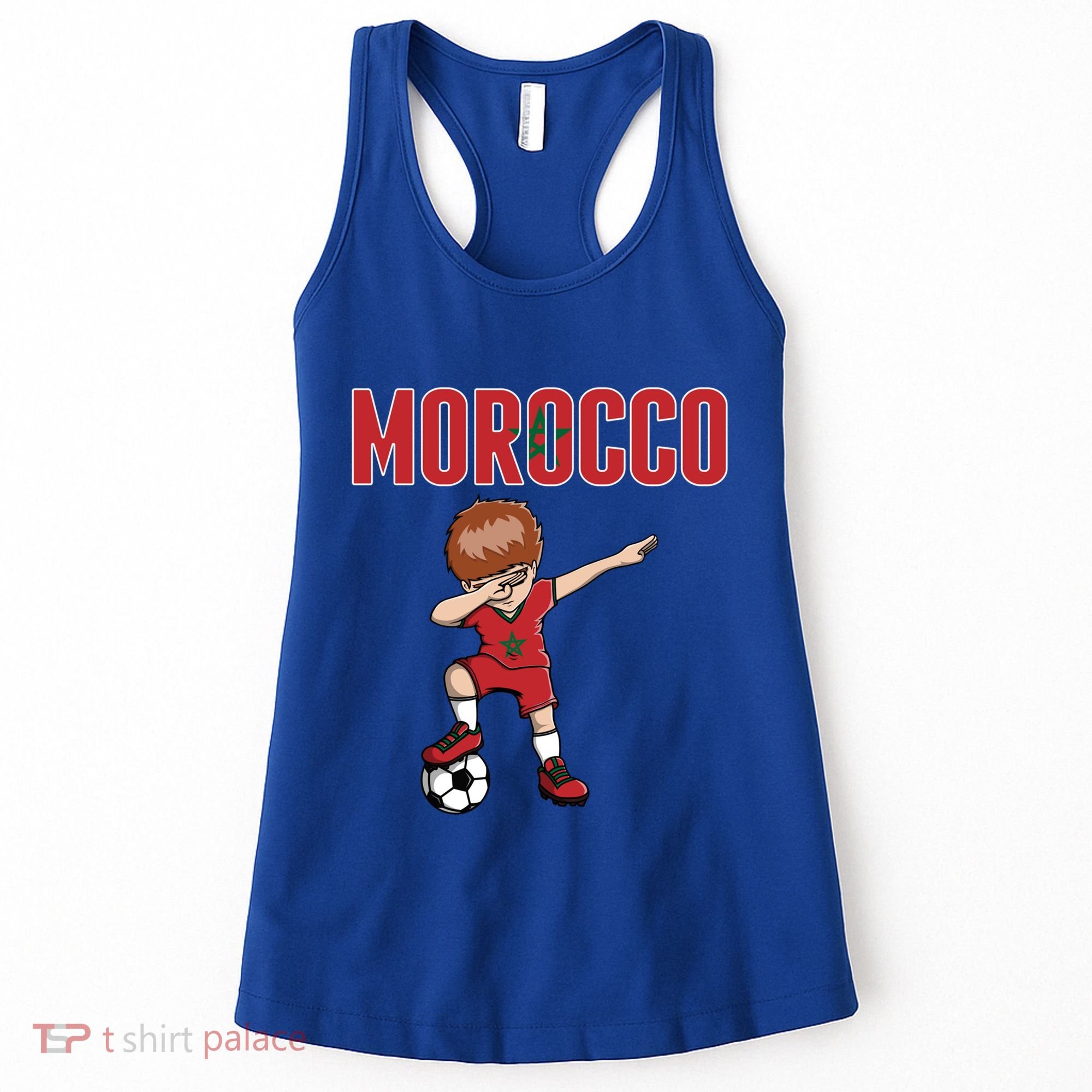 Dabbing Soccer Boy Morocco Soccer Fans Jersey Moroccan Flag Funny Gift Women's Tank Top