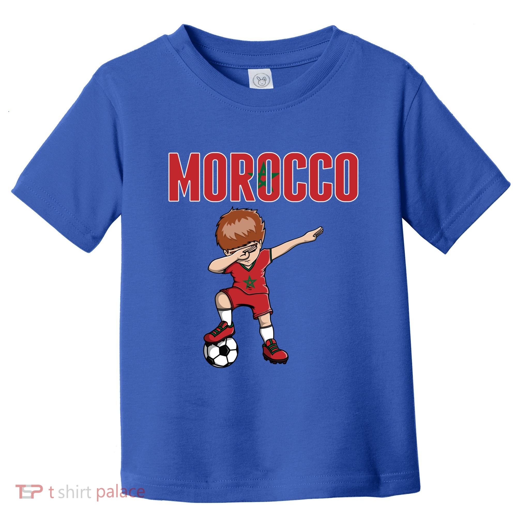 Dabbing Soccer Boy Morocco Soccer Fans Jersey Moroccan Flag Funny Gift Toddler T-Shirt