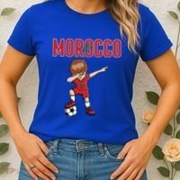 Dabbing Soccer Boy Morocco Soccer Fans Jersey Moroccan Flag Funny Gift Women's T-Shirt thumb 2