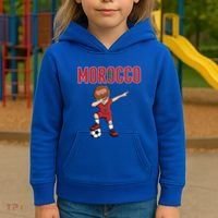 Dabbing Soccer Boy Morocco Soccer Fans Jersey Moroccan Flag Funny Gift Kids Hoodie thumb 3