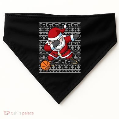 Dabbing Santa Basketball Ugly Christmas Sweater Pattern Cool Gift USA-Made Doggie Bandana
