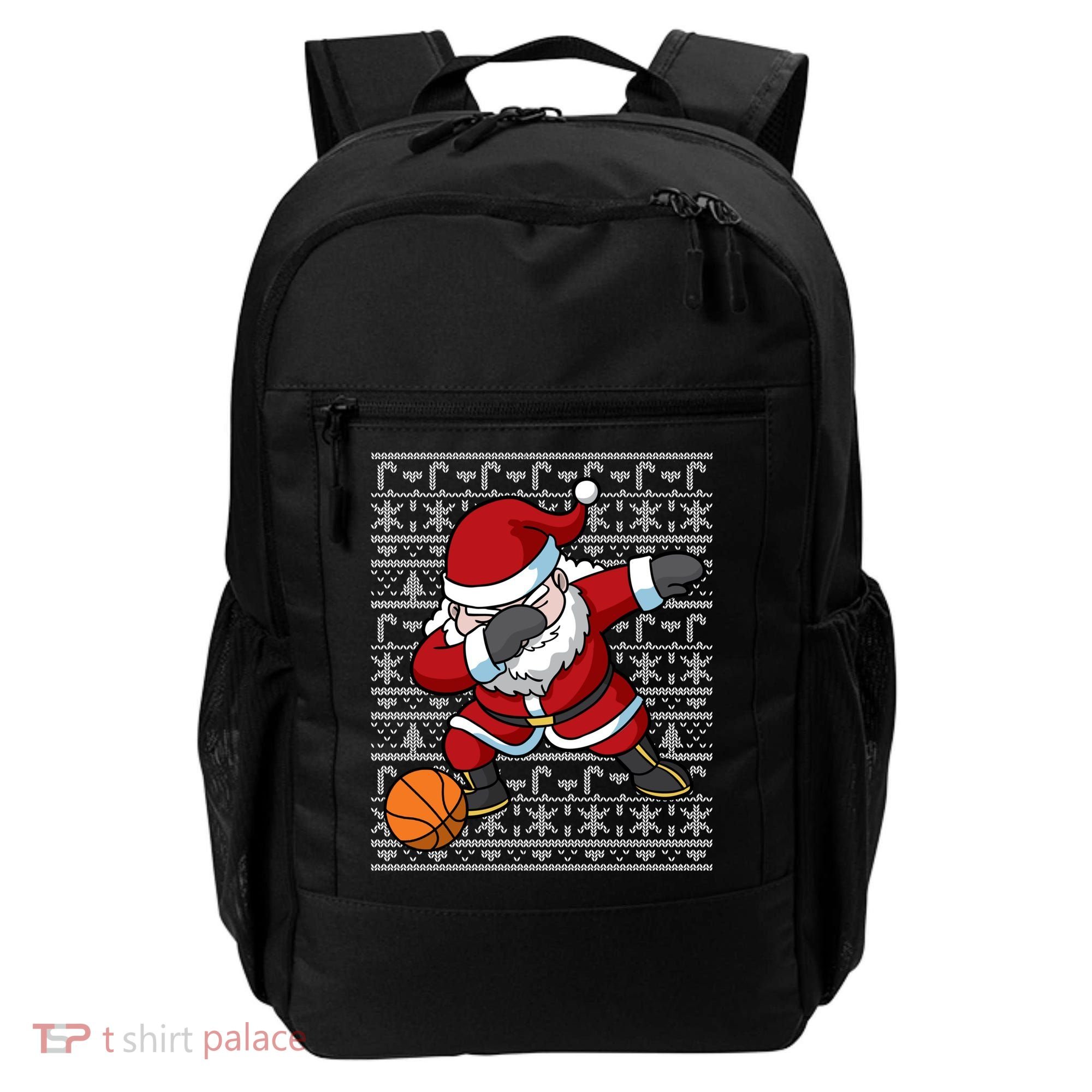 Dabbing Santa Basketball Ugly Christmas Sweater Pattern Cool Gift Backpack