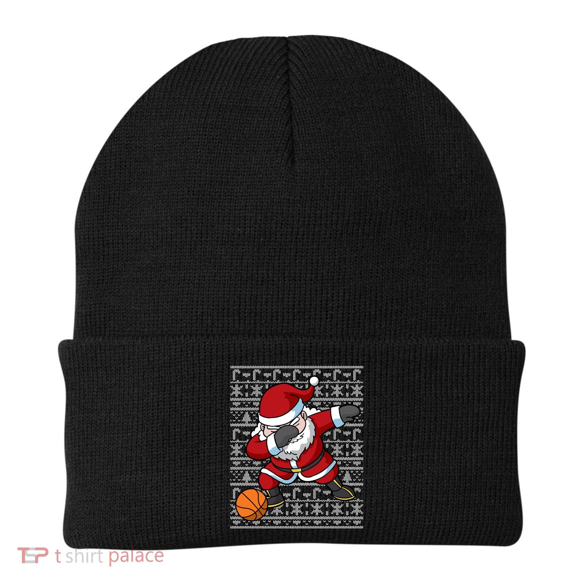 Dabbing Santa Basketball Ugly Christmas Sweater Pattern Cool Gift Beanie