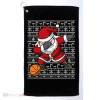 Dabbing Santa Basketball Ugly Christmas Sweater Pattern Cool Gift Golf Towel thumb 0
