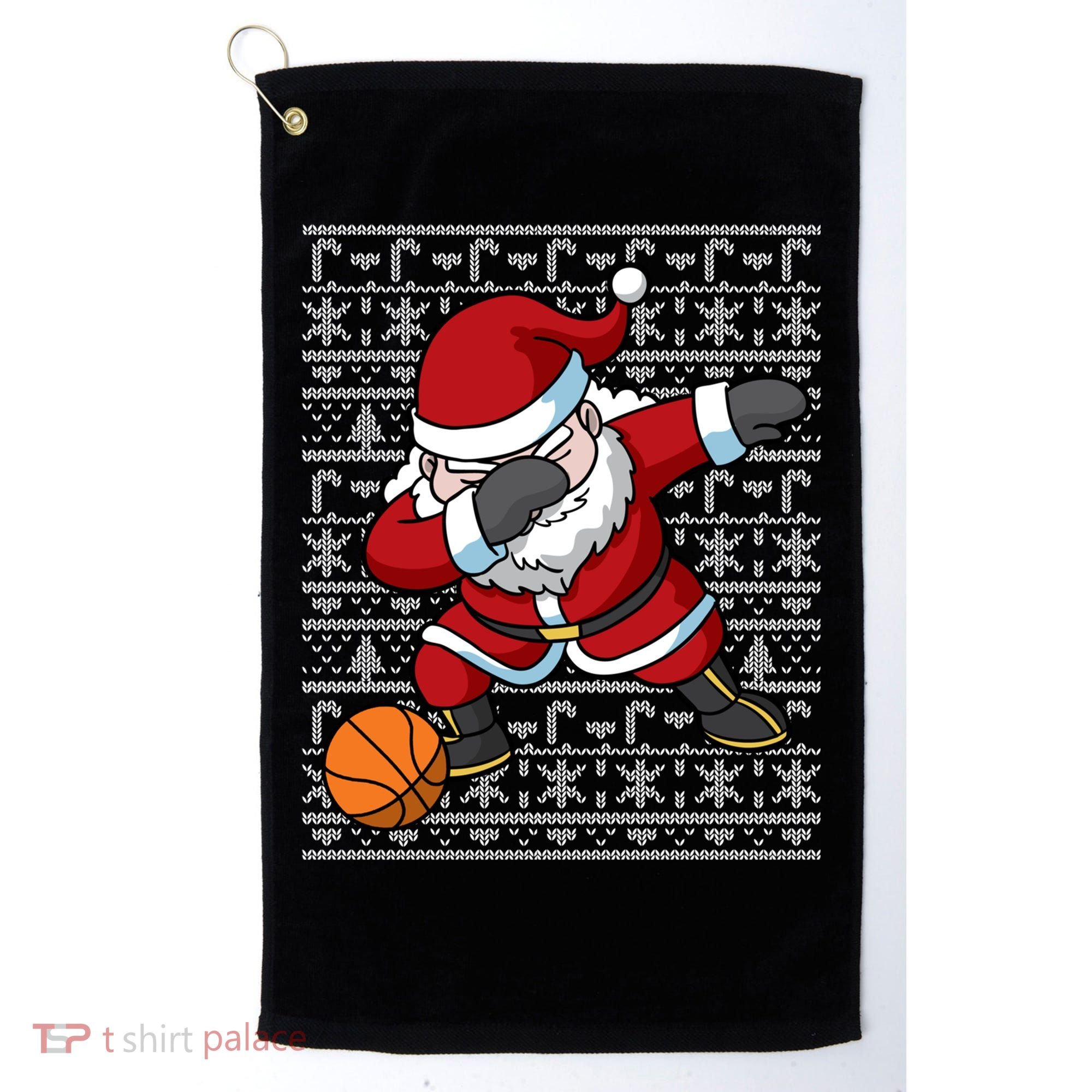 Dabbing Santa Basketball Ugly Christmas Sweater Pattern Cool Gift Golf Towel