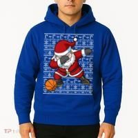 Dabbing Santa Basketball Ugly Christmas Sweater Pattern Cool Gift Hoodie thumb 2