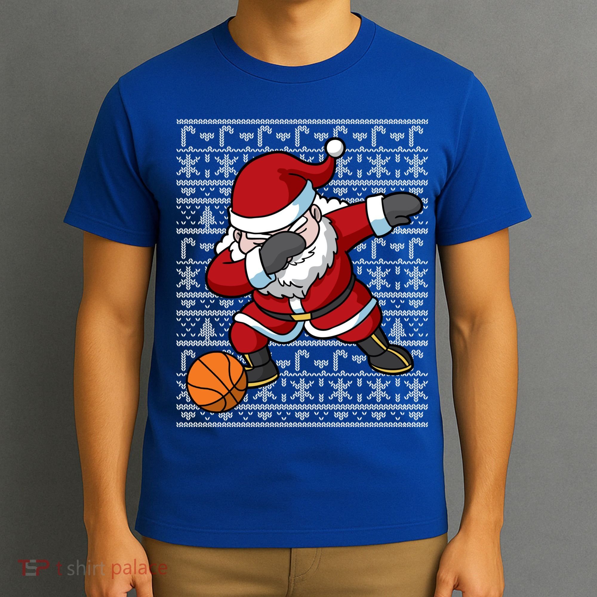 Dabbing Santa Basketball Ugly Christmas Sweater Pattern Cool Gift T-Shirt