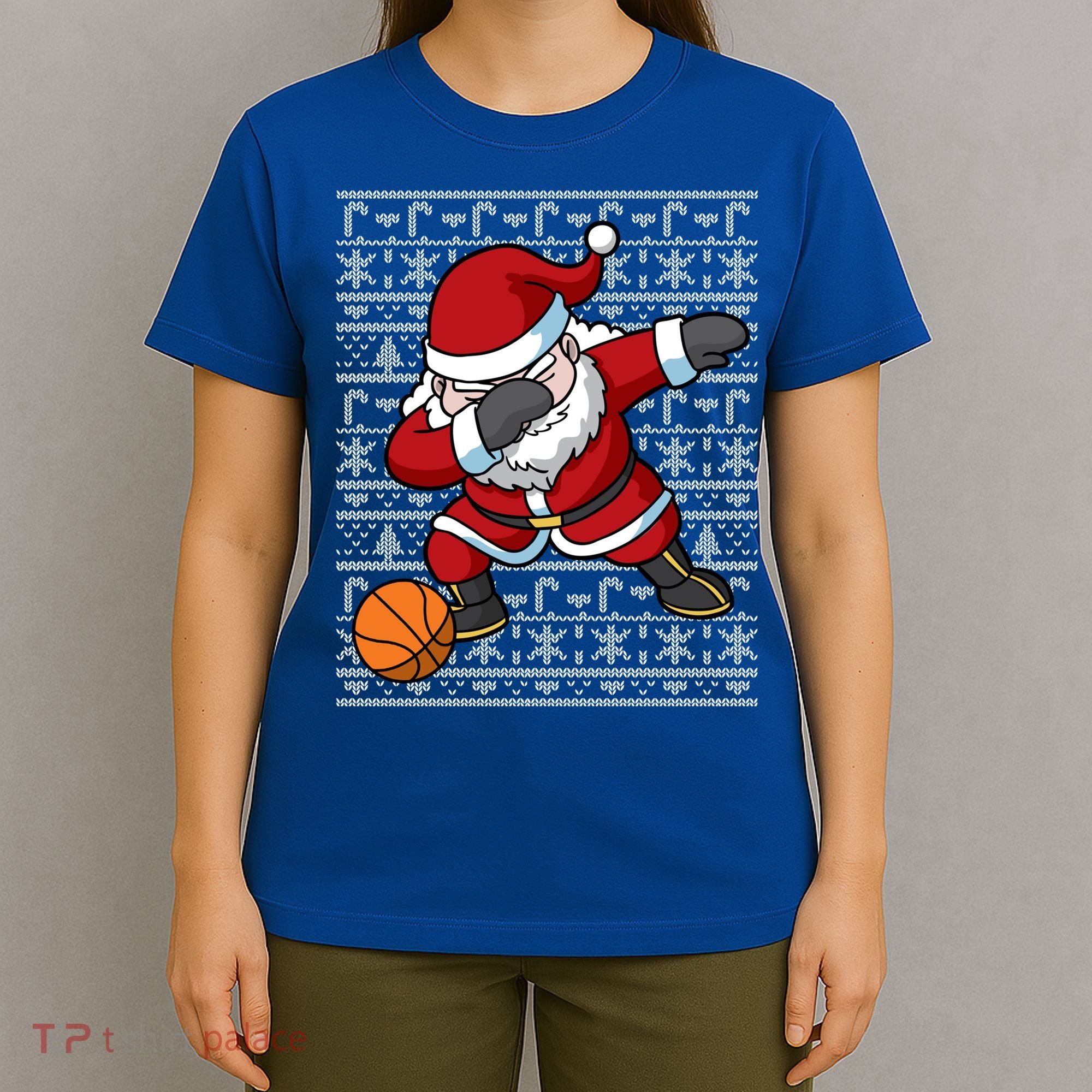 Dabbing Santa Basketball Ugly Christmas Sweater Pattern Cool Gift T-Shirt