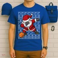 Dabbing Santa Basketball Ugly Christmas Sweater Pattern Cool Gift T-Shirt thumb 6