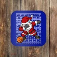 Dabbing Santa Basketball Ugly Christmas Sweater Pattern Cool Gift Coaster thumb 0