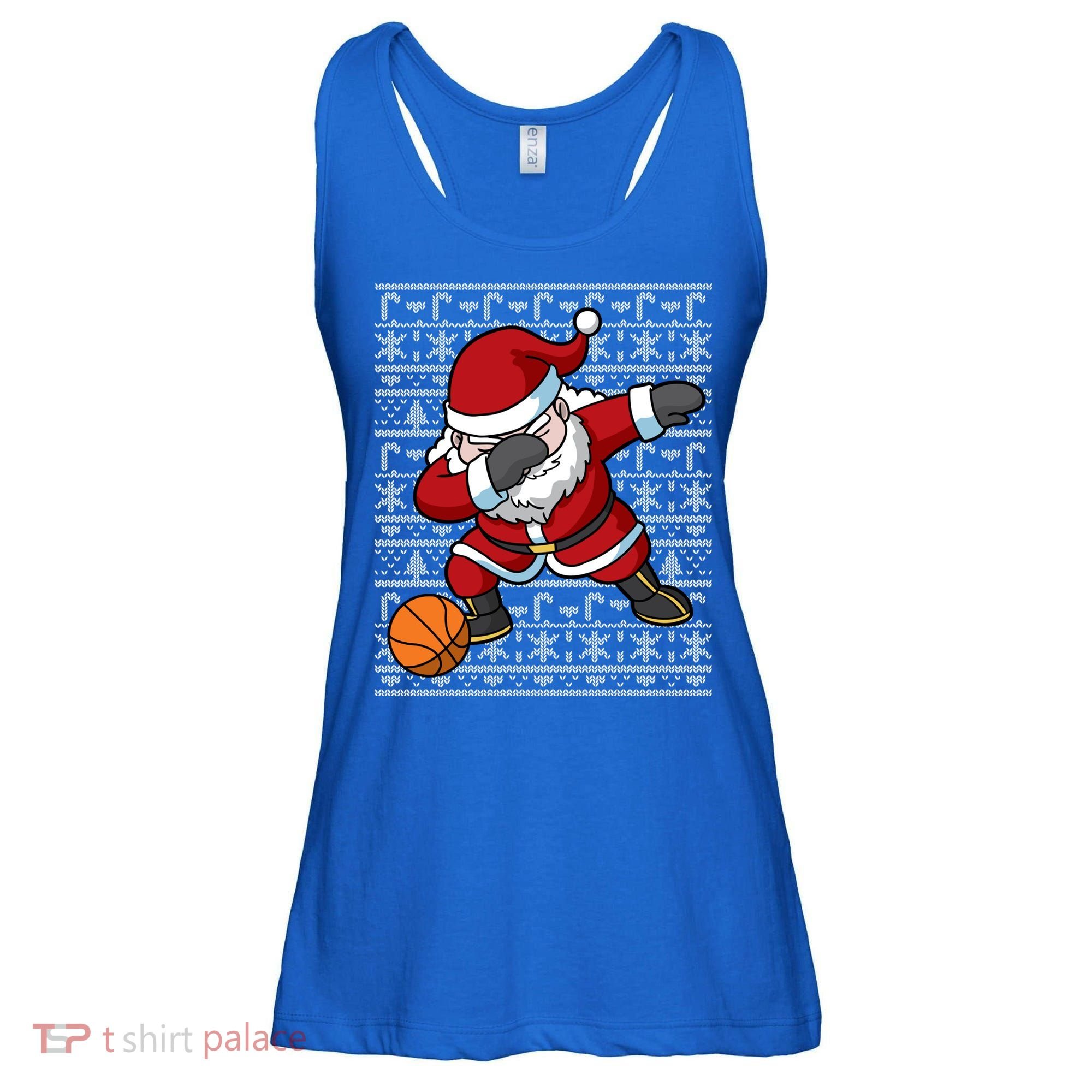 Dabbing Santa Basketball Ugly Christmas Sweater Pattern Cool Gift Ladies Essential Flowy Tank