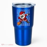Dabbing Santa Basketball Ugly Christmas Sweater Pattern Cool Gift Tumbler thumb 0